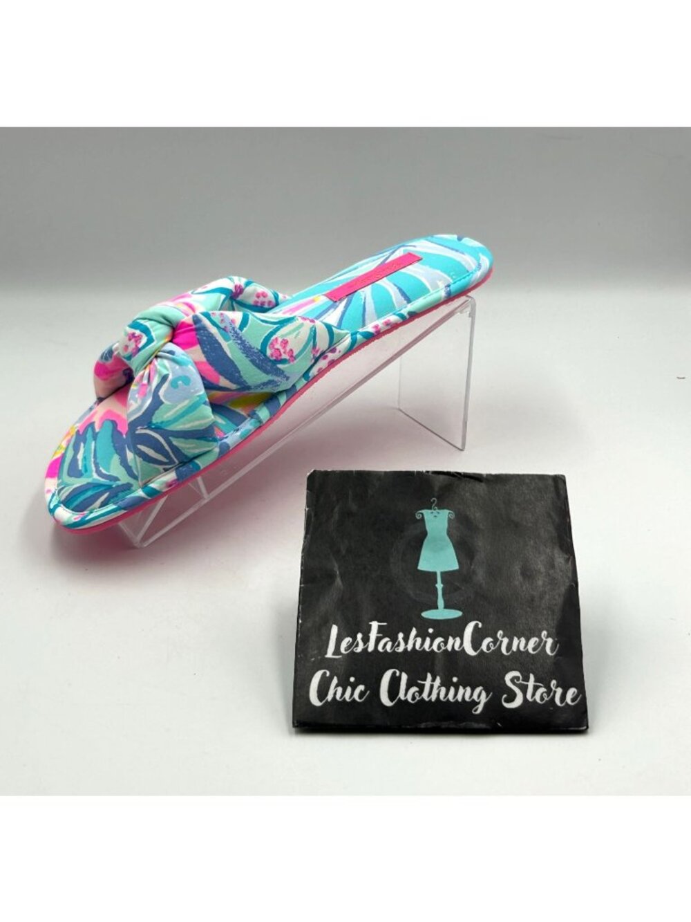 NWOT Lilly Pulitzer In The Sea Glass Aqua Rainforest Pool Slippers Sz S/M 3334 - Picture 13 of 16